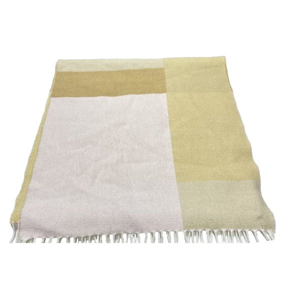 Women's Designer Winter Scarf Brand New White Cream Tan Square Colors - Picture 1 of 6